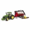 Bruder 3154 John Deere 7R 350 Met Aanhanger En 4 Boomstammen