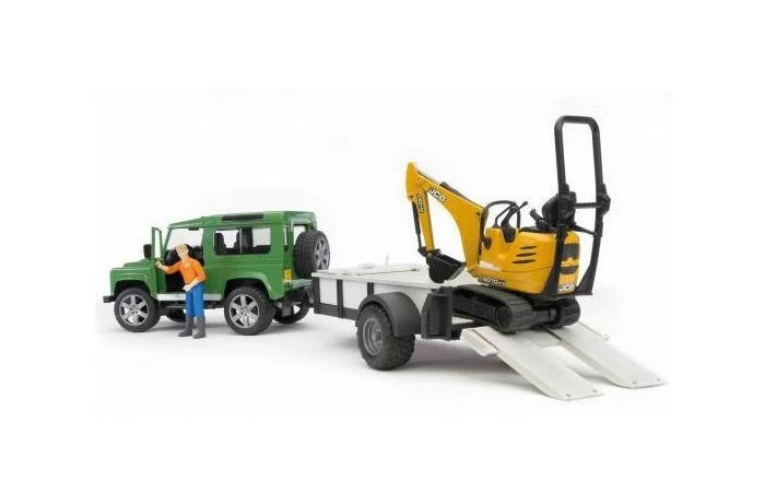 Bruder 2593 Land Rover Defender Met Aanhanger En JCB Kraan Met Bestuurder 2 Bruder 2593 Land Rover Defender Met Aanhanger En JCB Kraan Met Bestuurder - Afbeelding 2