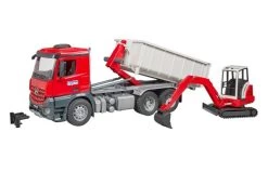 Bruder 3624 MB Arocs Met Roll-Off Container + Schaeff HR16