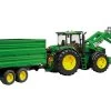 Bruder 3055 John Deere Met Voorlader En Transportaanhanger