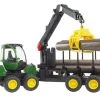 Bruder 2133 John Deere 1210E Bosbouw Tractor Met Vier Boomstammen