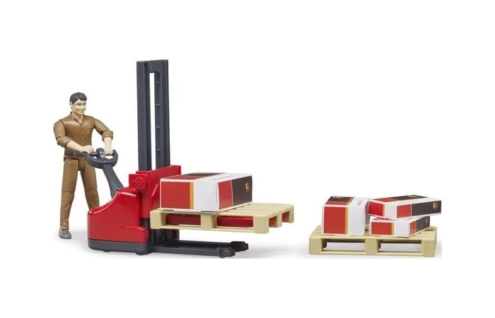 Bruder UPS Pakketpost Palletwagen Met Figuur - Speelset 62210 1 Bruder UPS Pakketpost Palletwagen Met Figuur - Speelset 62210