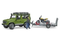 Bruder 2589 Land Rover Defender, Trailer + Scrambler Ducati Full Throttle -Bruder Winkel geel