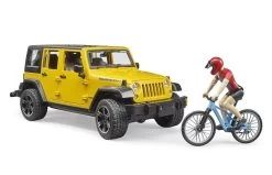 Bruder 2543 Jeep Wrangler Rubicon Unlimited Met Mountainbike En Fietser -Bruder Winkel helm