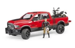 Bruder 2502 RAM 25 Power Wagon, Scrambler Ducati Desert Sled En Bestuurder -Bruder Winkel rood 6